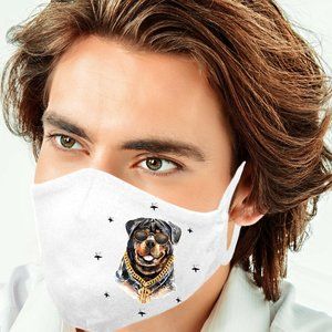 Rottweiler Laser Printed Face Mask Metal Studs